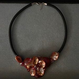 16 inch red flower necklace